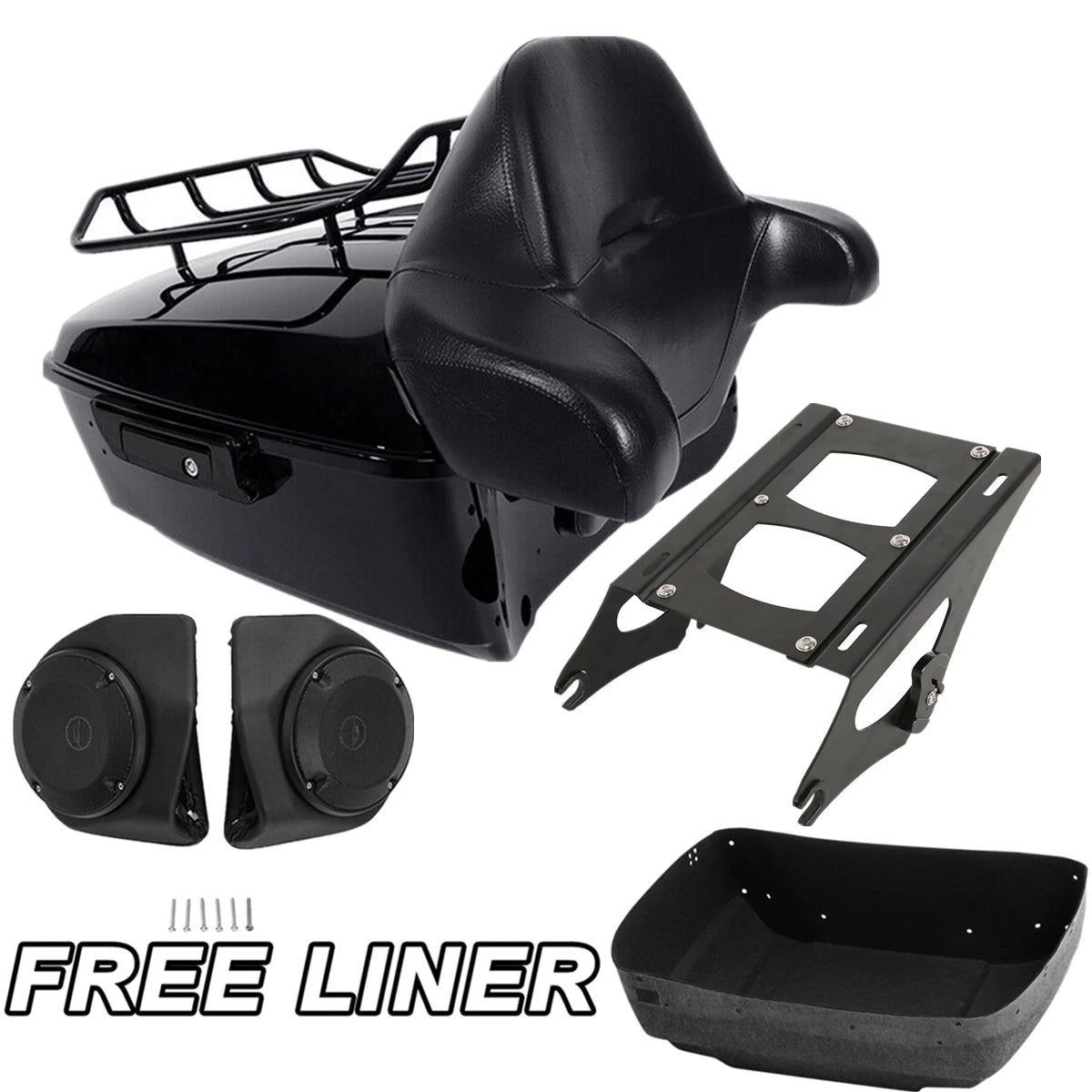 Trunk Backrest Pad Rack & Speakers for Harley Touring Glide (2014–2023)