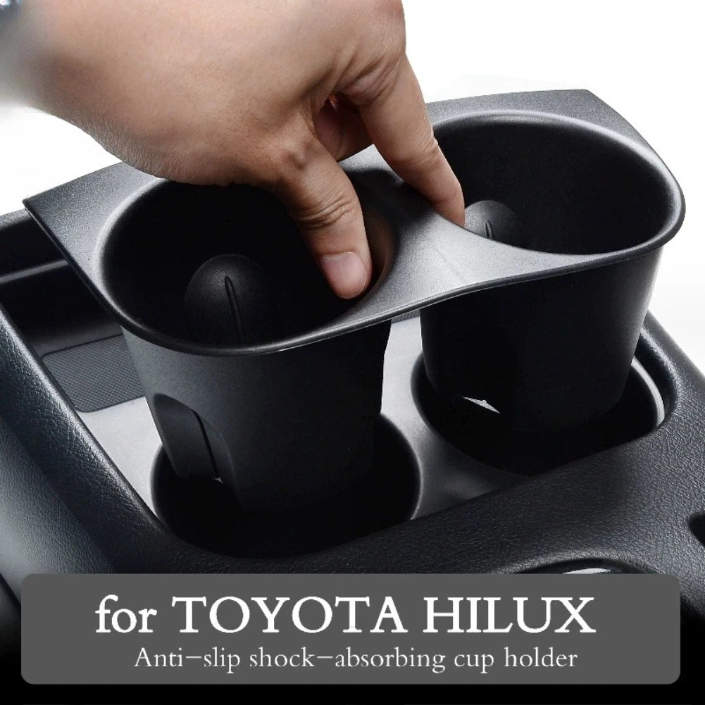Central Cup Holder for Toyota Hilux (2015–2022) ABS Black Console Mount