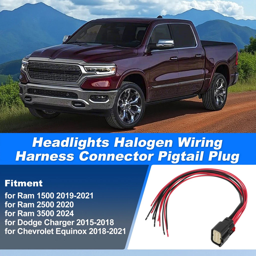 Headlights Halogen Wiring Harness Connector for Ram 1500 (2019–2021)