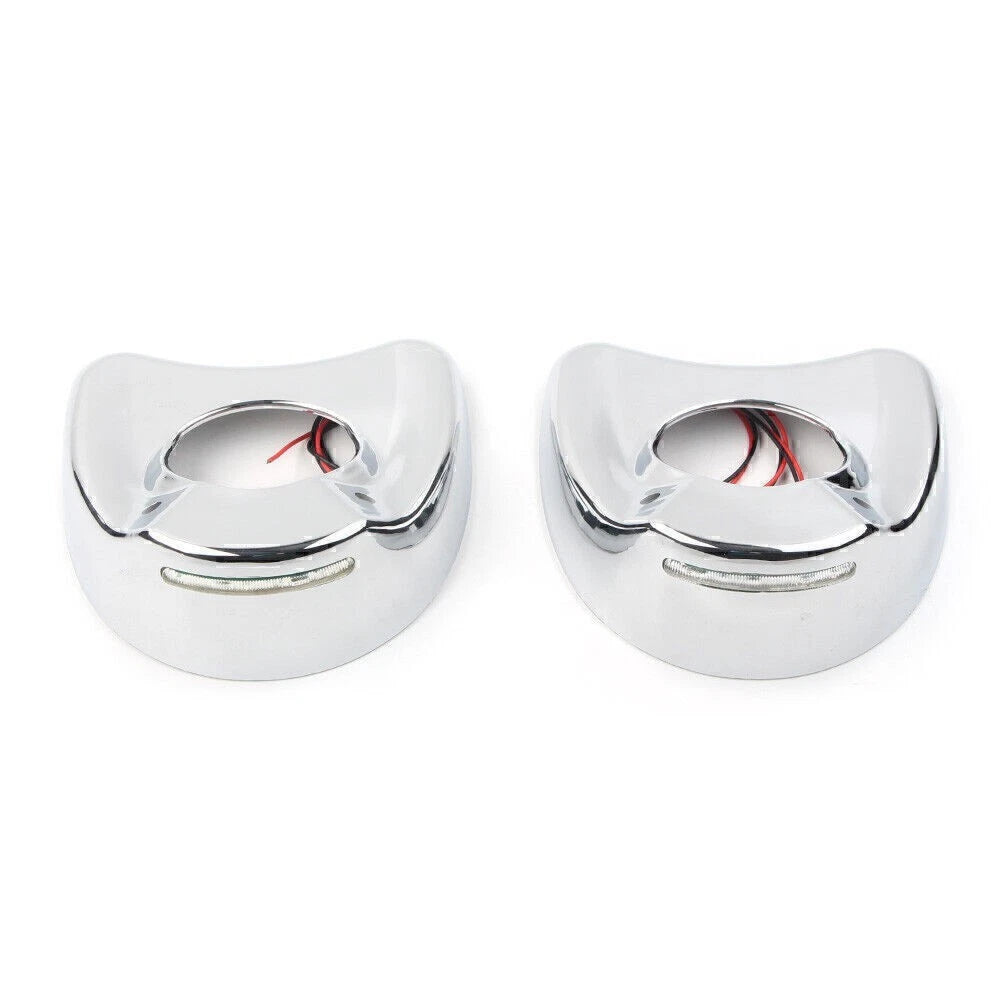 LED Chrome Fairing Mount Side Mirror Cover for Harley Electra Glide (1996–2013)