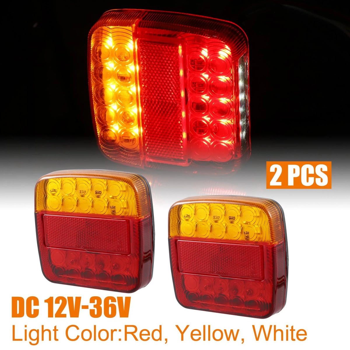 2pcs LED Turn Signal Brake Tail Light for Car 12V-36V (Red Yellow White)