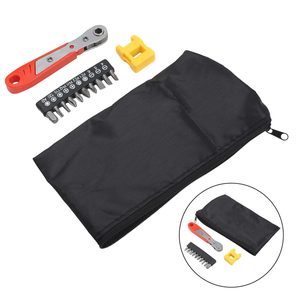 12PCS Ratchet Screwdriver Bit Set with Magnetizer and Tool Storage