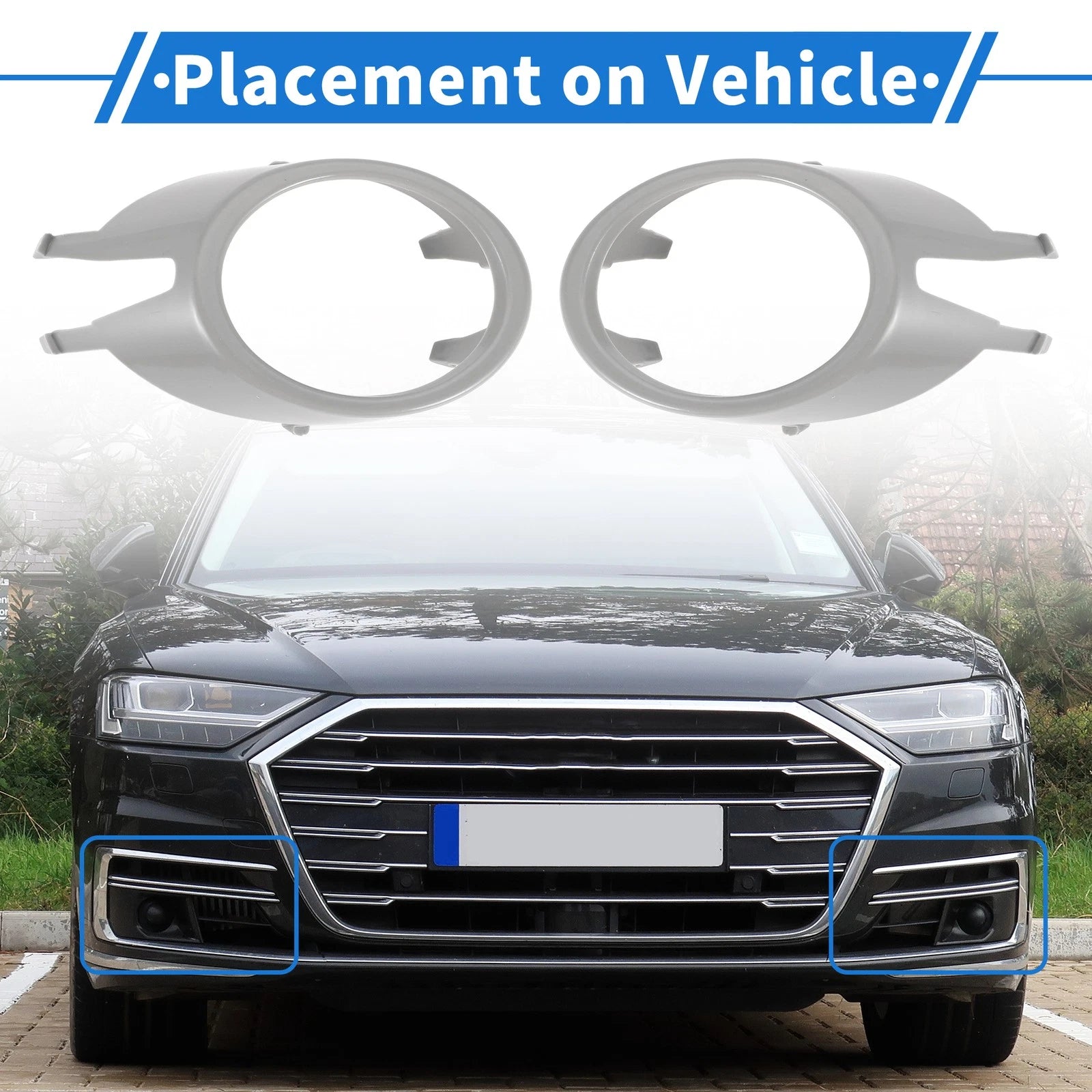 Front Fog Light Grill Pair for Audi A4 B7 (2005–2008)