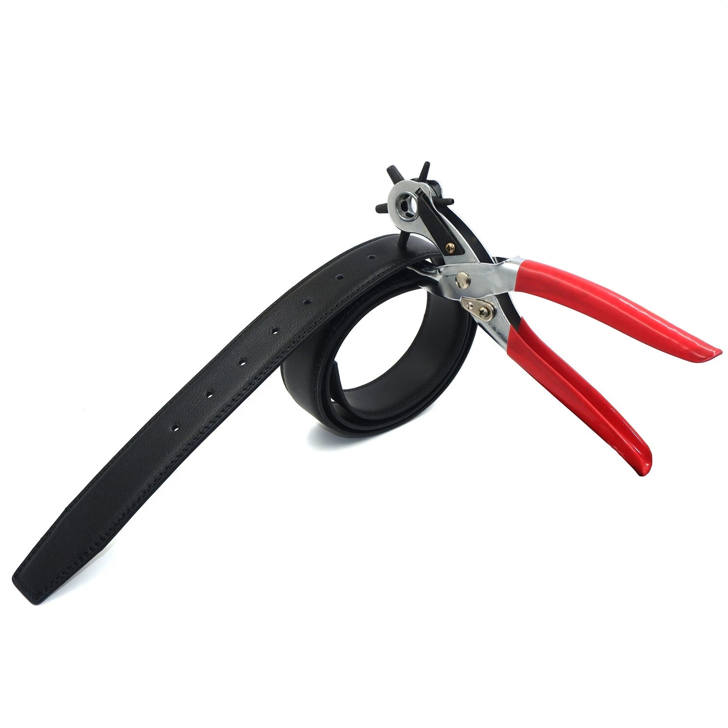 9" Heavy Duty Leather Hole Punch Pliers with 6 Sized Punches Tool