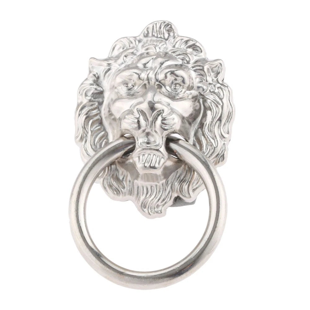 10Pcs Silver Lion Head Door Pull Handle Rings for Cabinets and Drawers