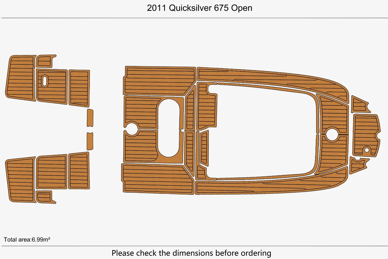 EVA Pad Foam Teak Deck Flooring for Quicksilver 675 Open (2011)