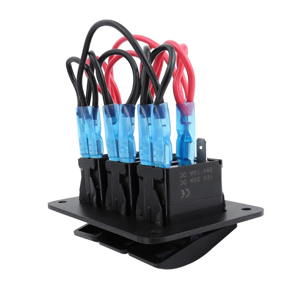Rocker Switches with Illuminated Blue Indicators for Marine and Automotive