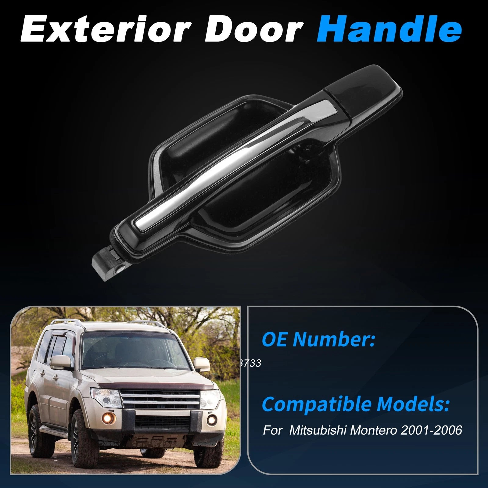 Rear Left Exterior Door Handle Replacement for Mitsubishi Montero (2001–2006)