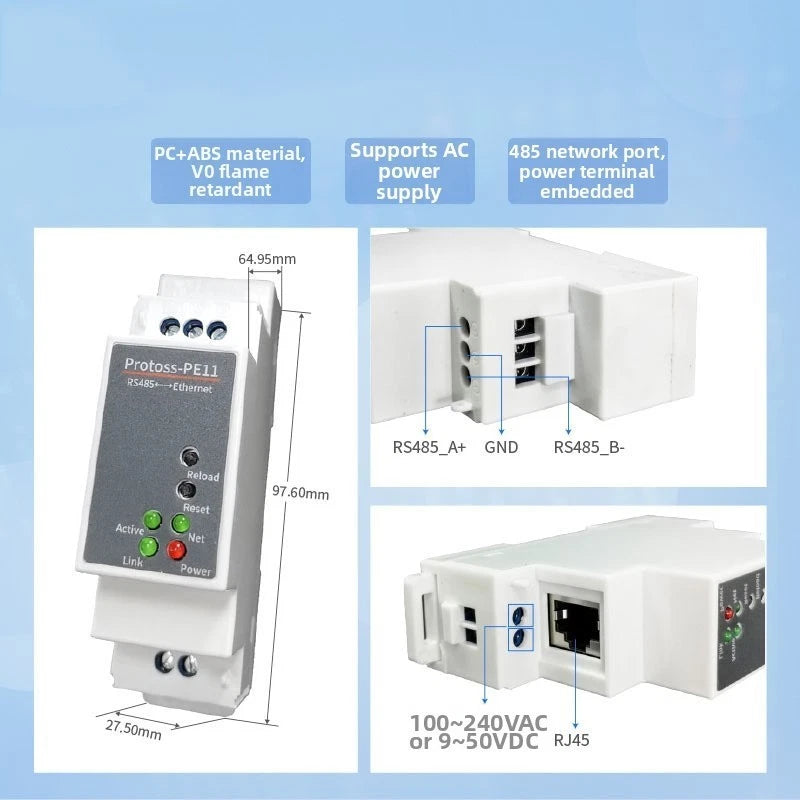 RS485 to Ethernet Converter Device Server with Network Auto Negotiation