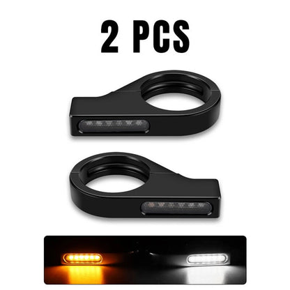 2Pcs LED Turn Signal Light for Motorcycle (39mm-41mm Fork Tubes Clamp)