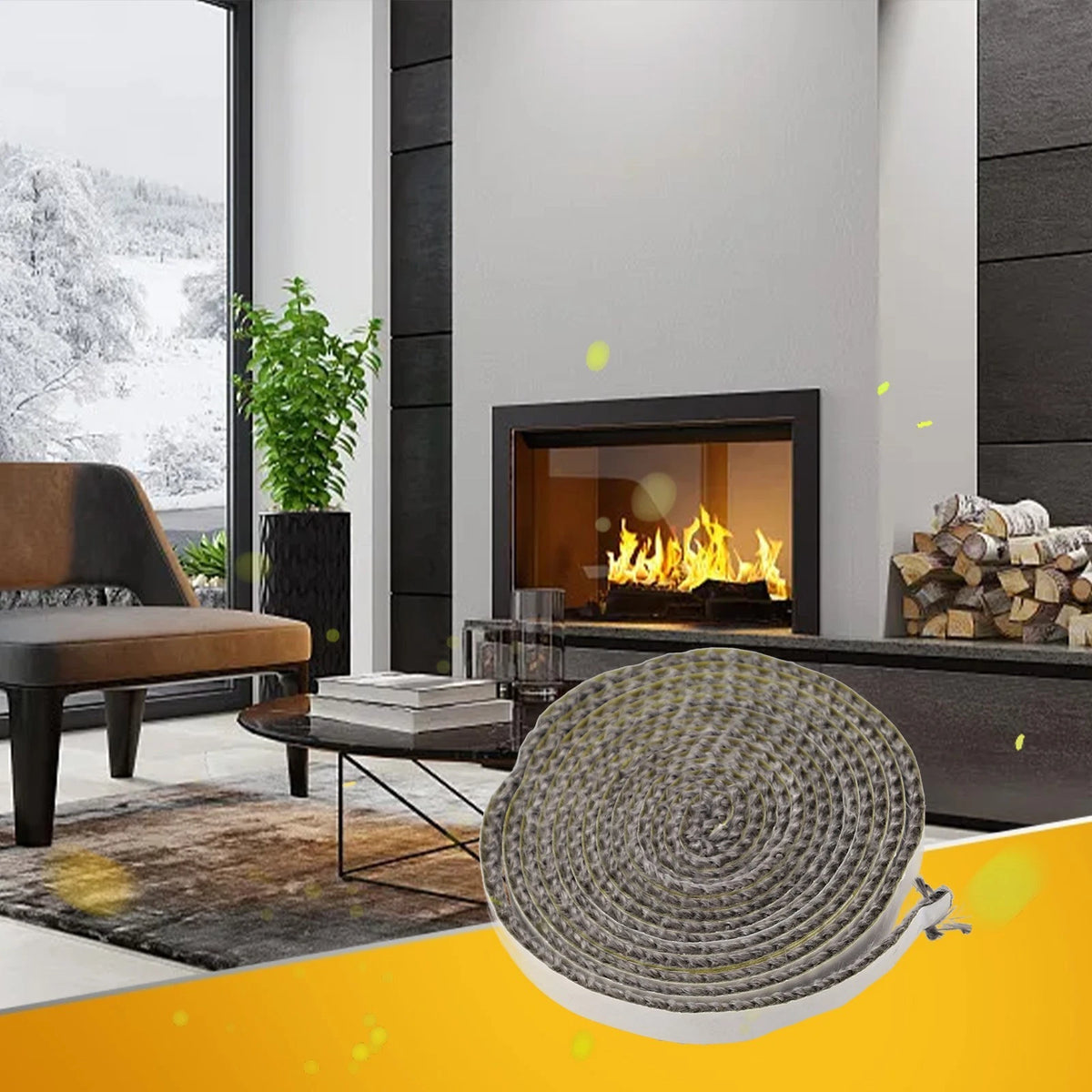 10mm Wide Self-Adhesive Glass Seal for Stove (Fire-Rope)
