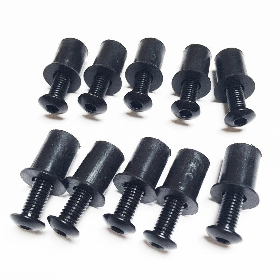 10pcs Windshield Bolt Kit for Motorcycle (Well Nuts, Black)