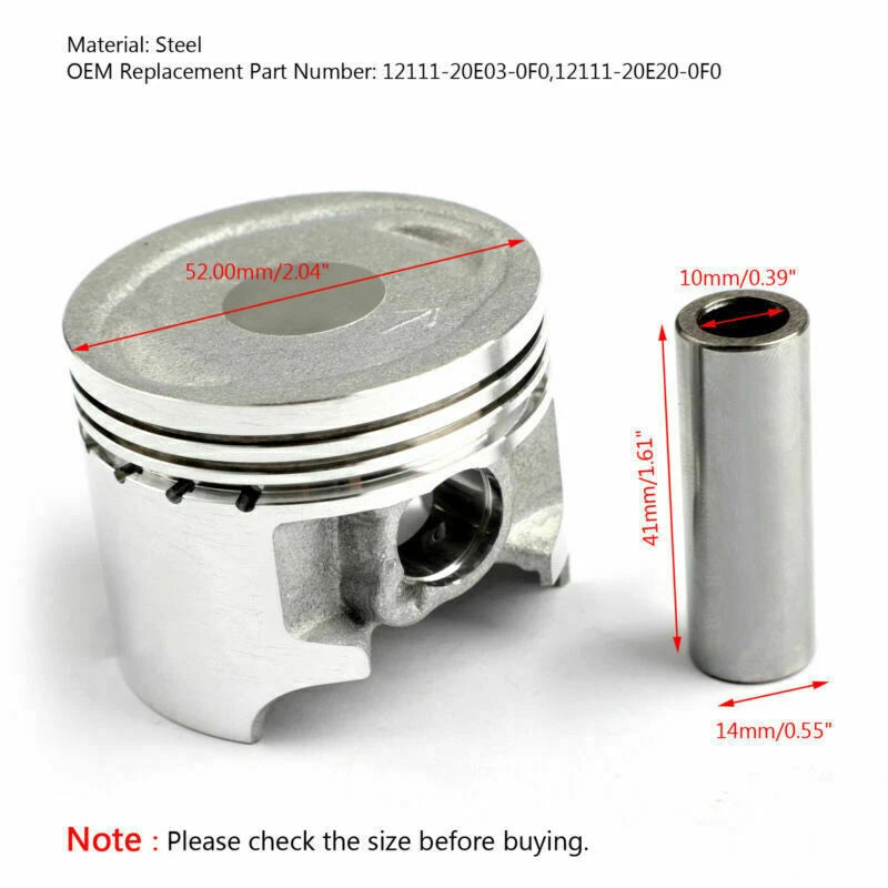 Piston Ring Kit for Suzuki AN125 VECSTAR (1995–2000) STD Bore 52.00mm T9