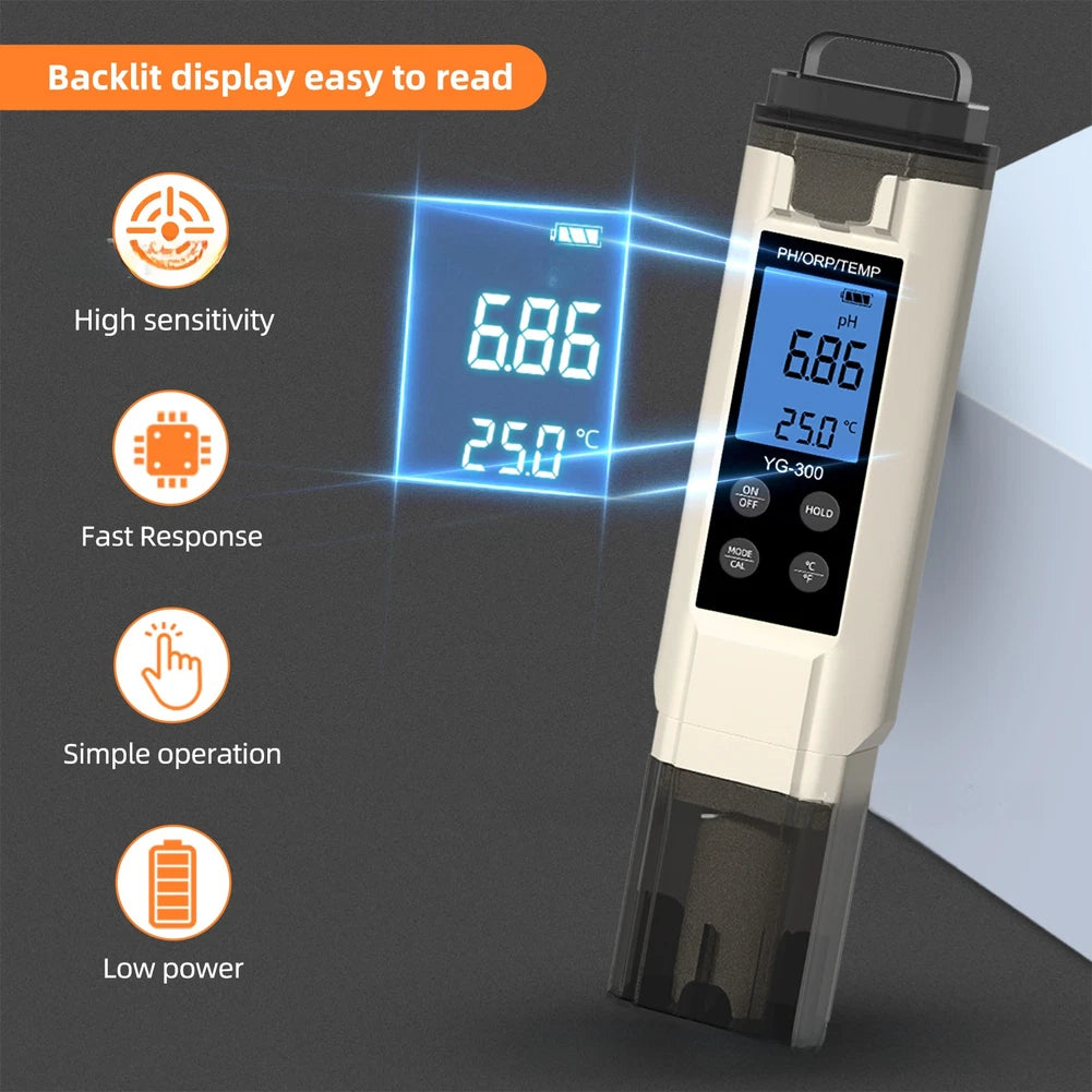 3 in 1 PH ORP Temperature Meter for Aquaculture and Pools