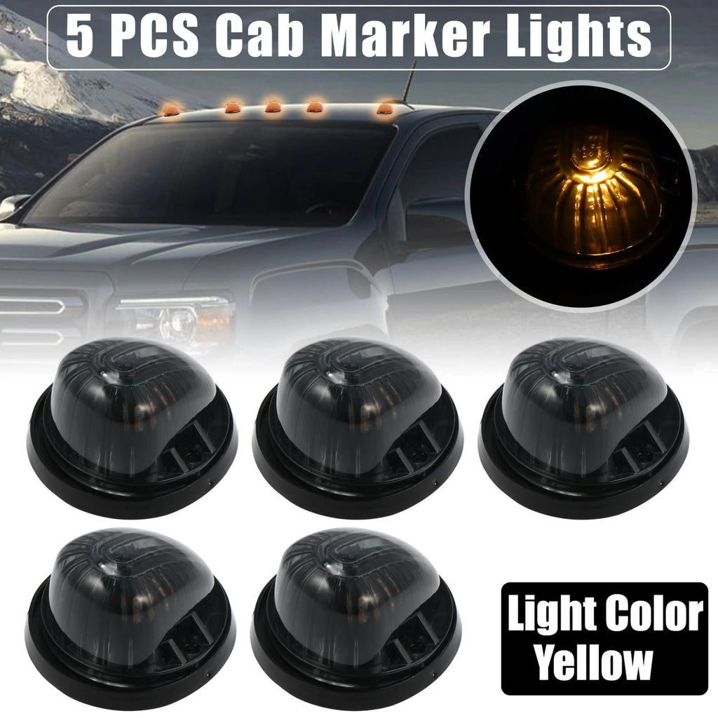 5Pc Top Cab Marker Light Replacement Smoked Cover Yellow for GMC C1500 (1979–1984)