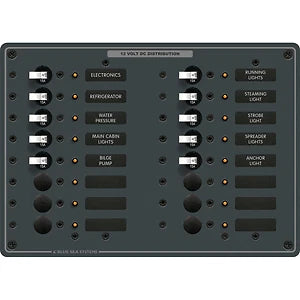 Blue Sea 8377 DC 16 Position Panel for Marine Applications