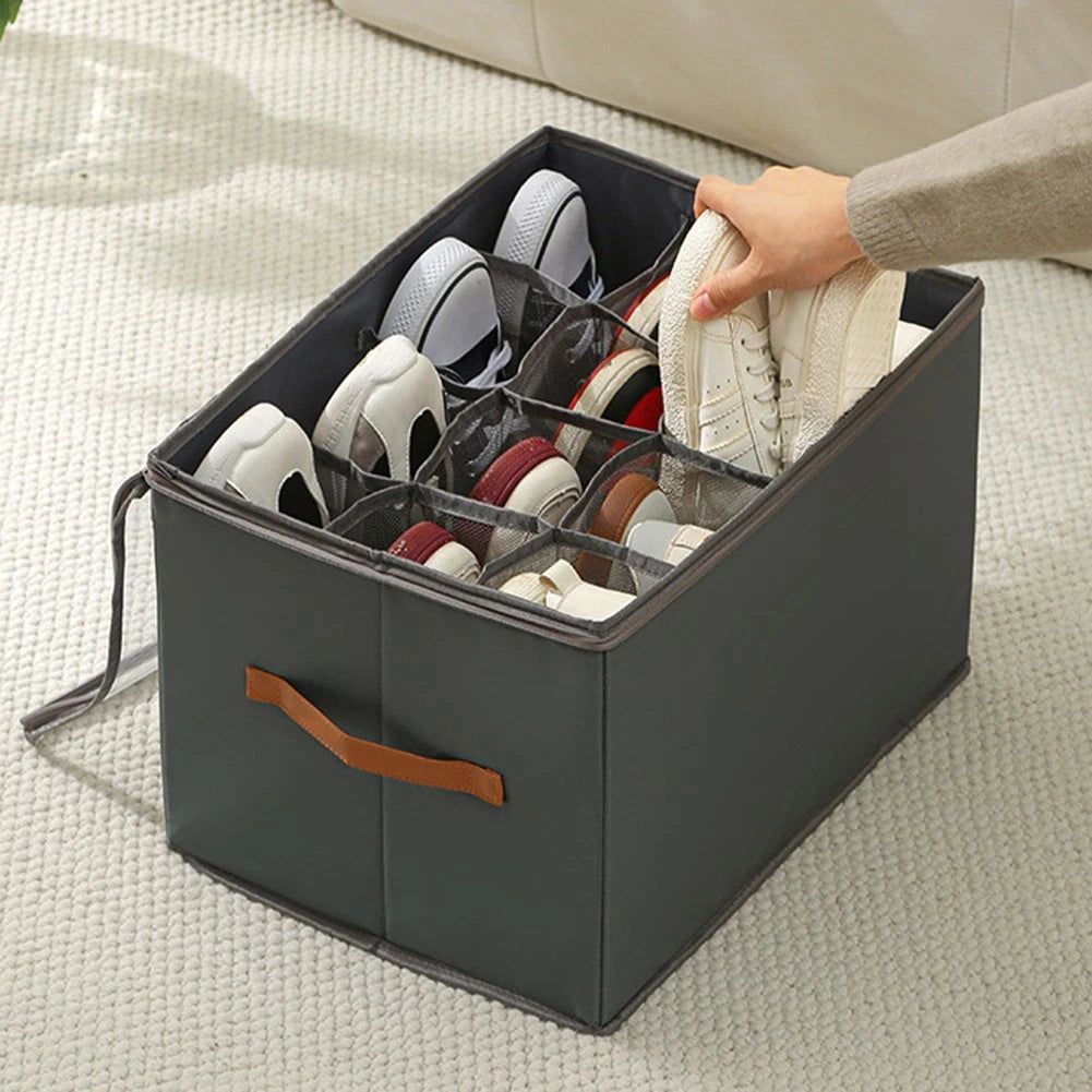 Adjustable Dividers Fabric Shoe Storage Box for