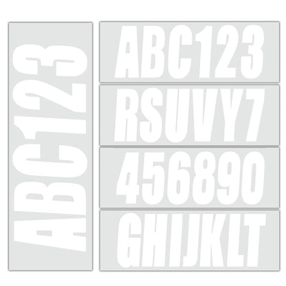 Sticker Decals A-Z Letters & 0-9 Numbers for Marine Boat (White)