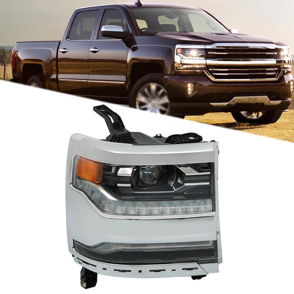 Full LED Headlight for Chevy Silverado 1500 (2016–2018) Chrome RH Side