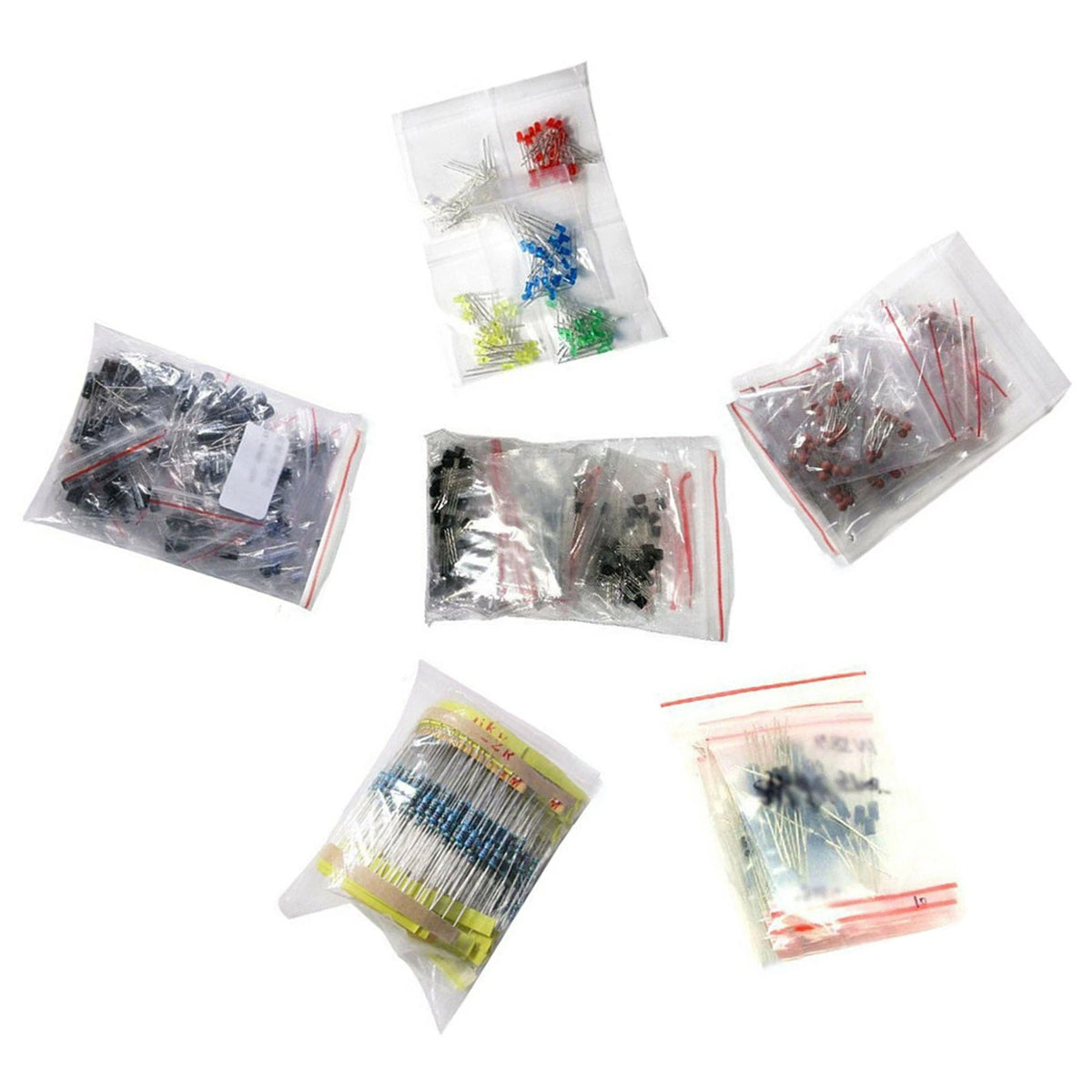 1390pcs Electronic Components Set - LED Diode, Transistor, Capacitor, Resistor