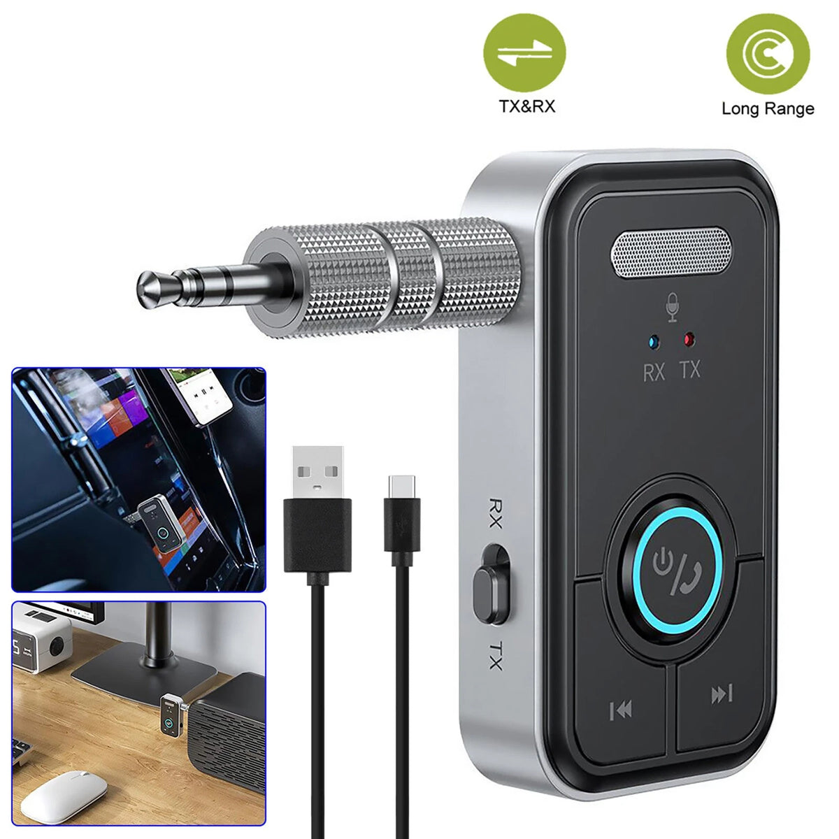 USB Wireless Bluetooth 5.3 Transmitter Receiver Audio Adapter for Car