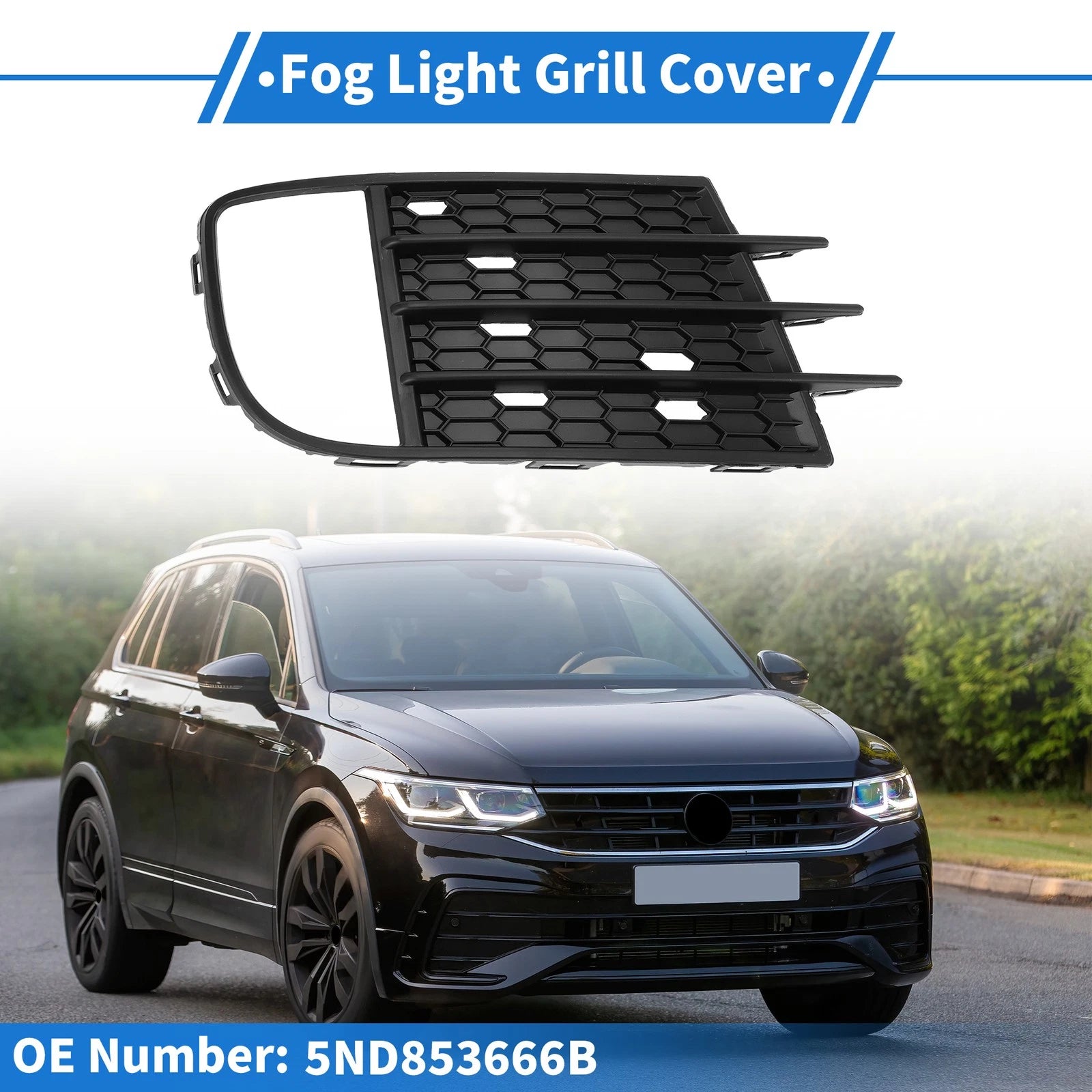 Fog Light Grill Front Right Replacement for Volkswagen Tiguan (2013–2017)