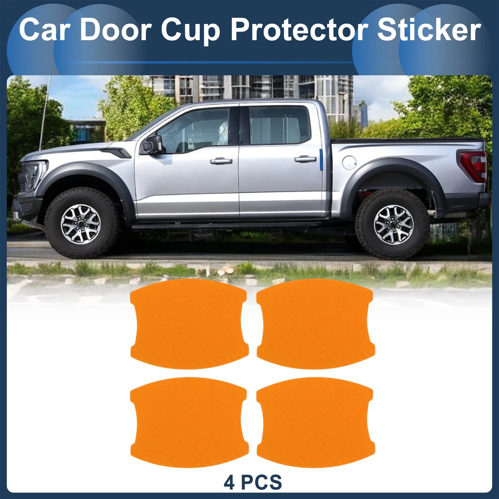3D Car Door Handle Scratch Protector for Universal Vehicles (68x85mm) - Orange
