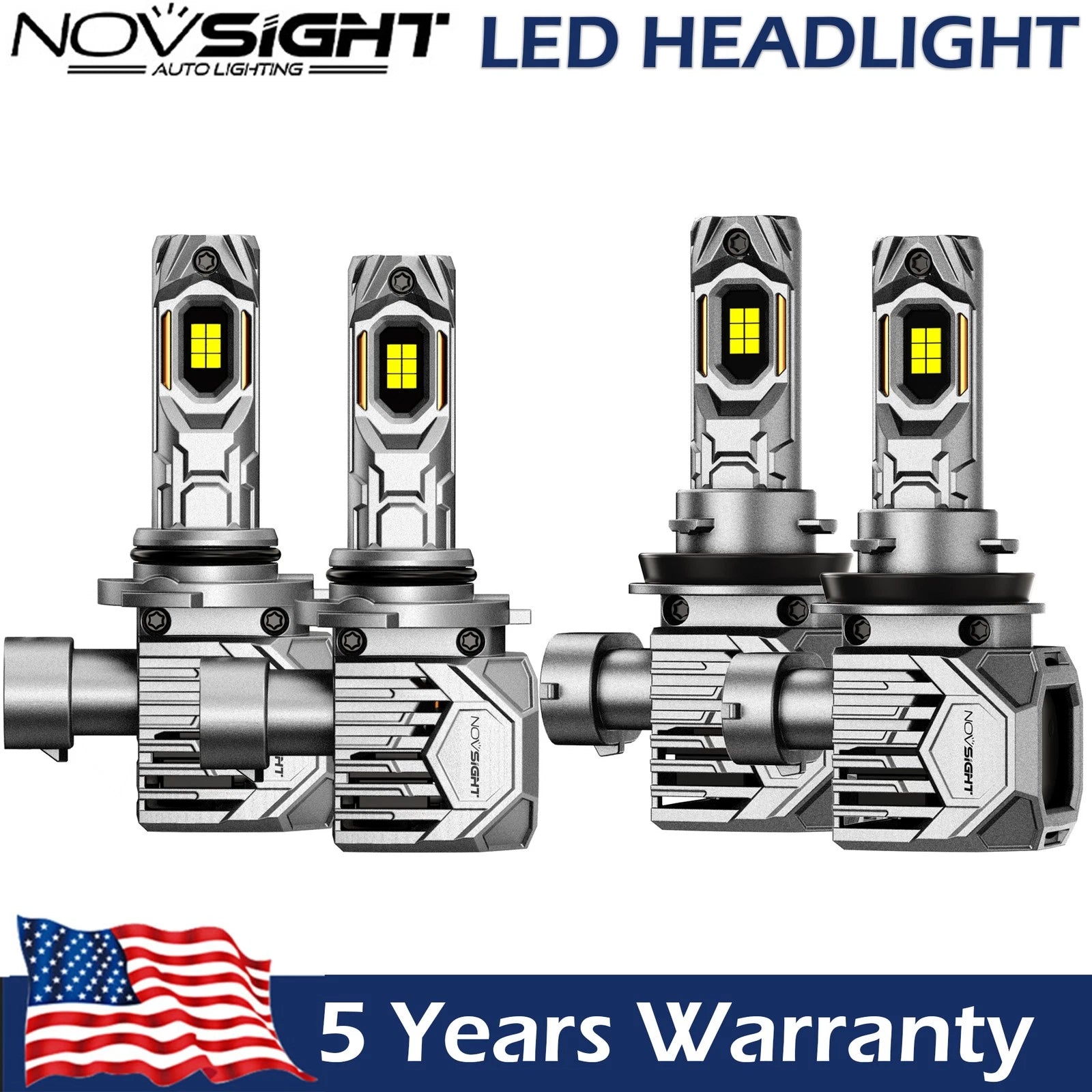 2X NOVSIGHT 9005 H11 LED Headlight Bulb Kit for