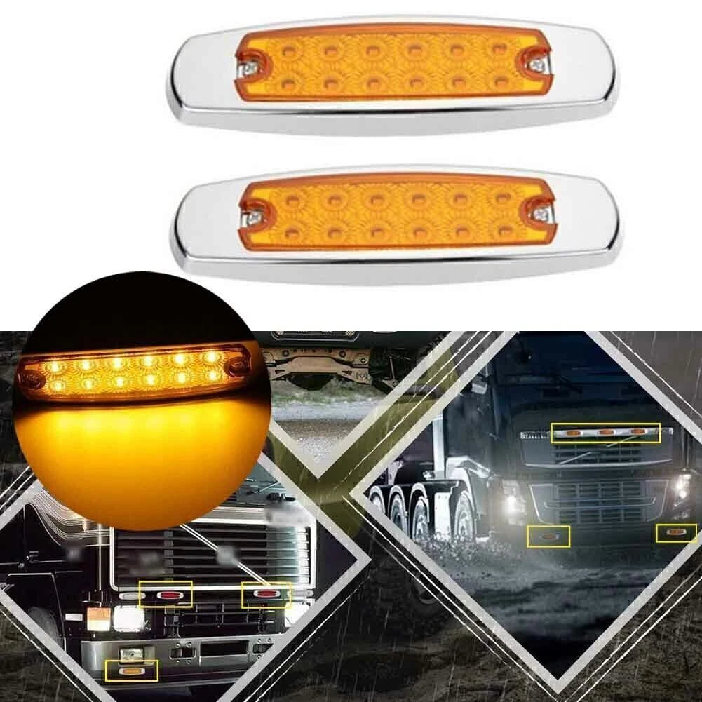 2X 12LED Side Marker Clearance Light for Trailer (Fish Shape)