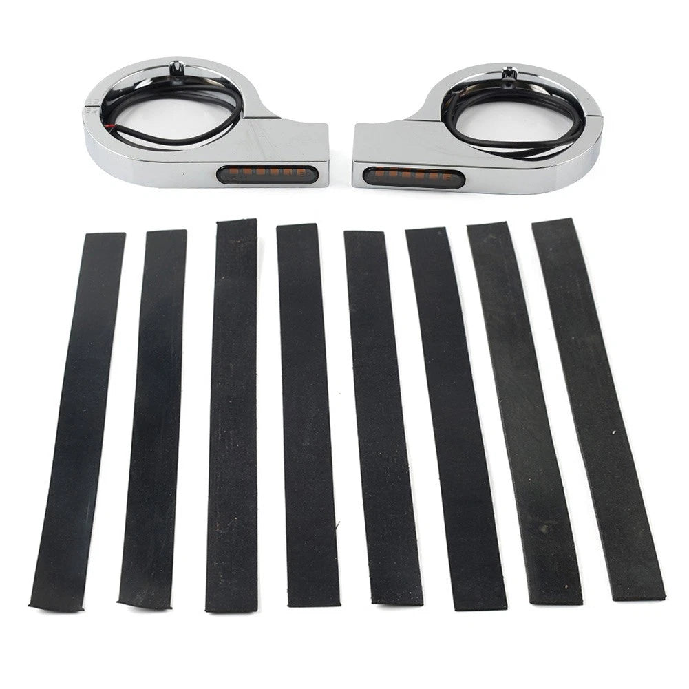 Chrome LED Fork Indicator Turn Signal Light for Harley Touring