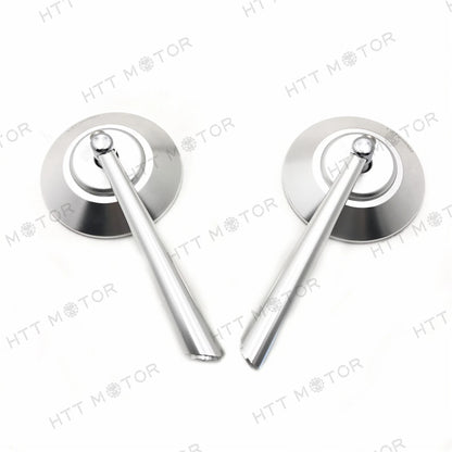 CNC Silver Round Rearview Side Mirrors for BMW KTM Motorcycles (10mm 8mm)