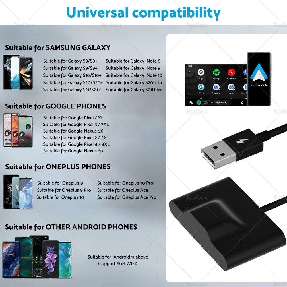 Android Auto Wireless Adapter for Most Vehicles with CarPlay (2015–2023)