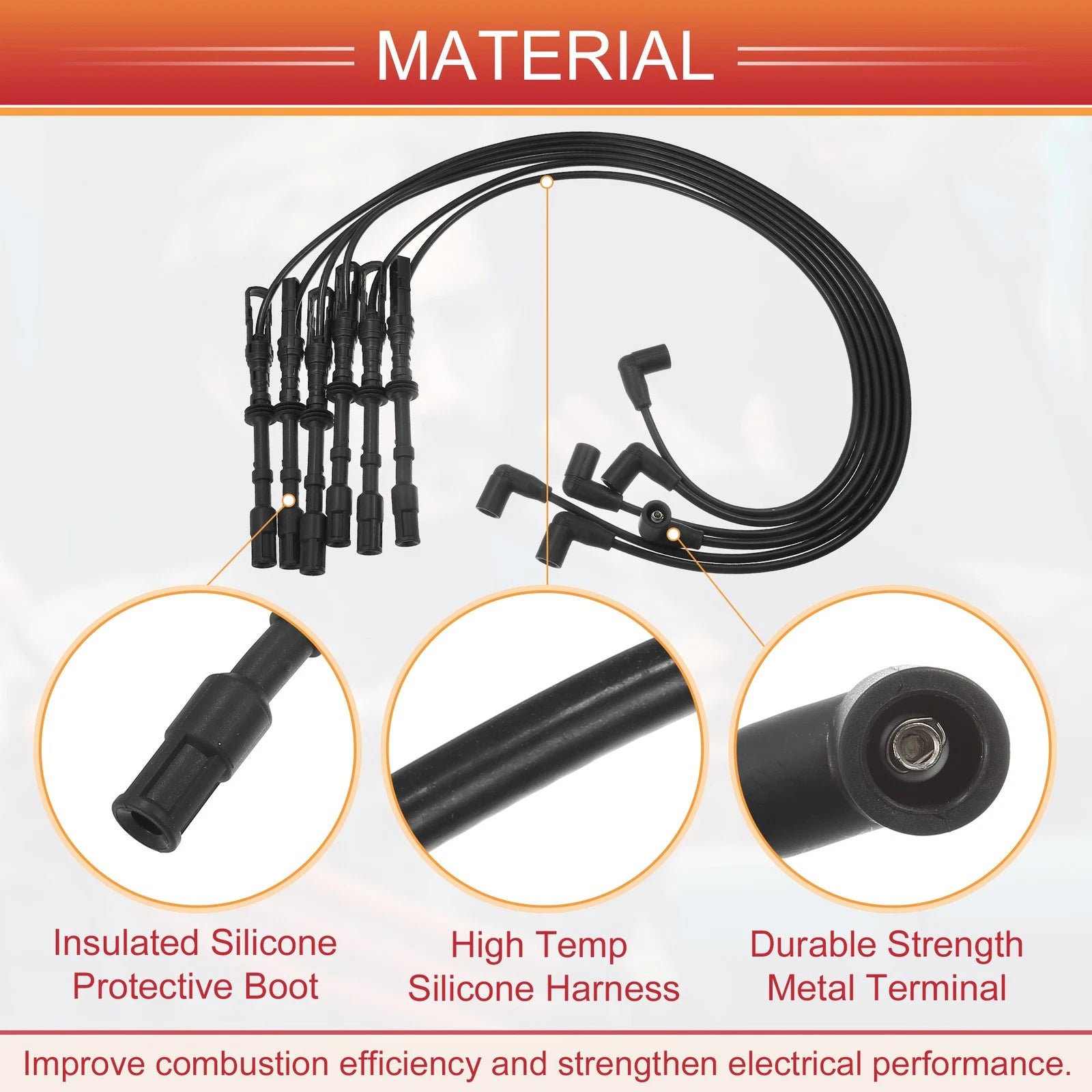 6 Piece Spark Plug Wire Set for Volkswagen Jetta (2006–2015)
