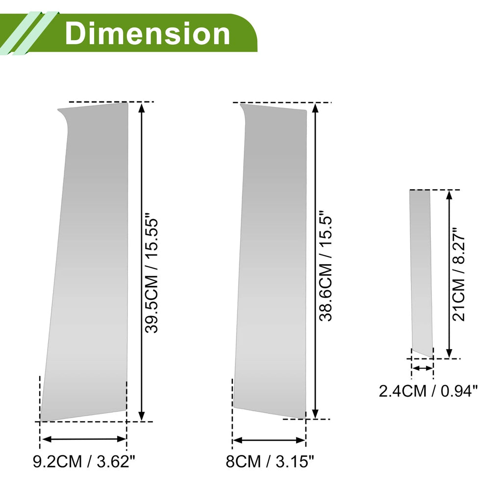 Pillar Window Trim Set 6 Pcs for Chevy Aveo (2012–2023) Silver Tone