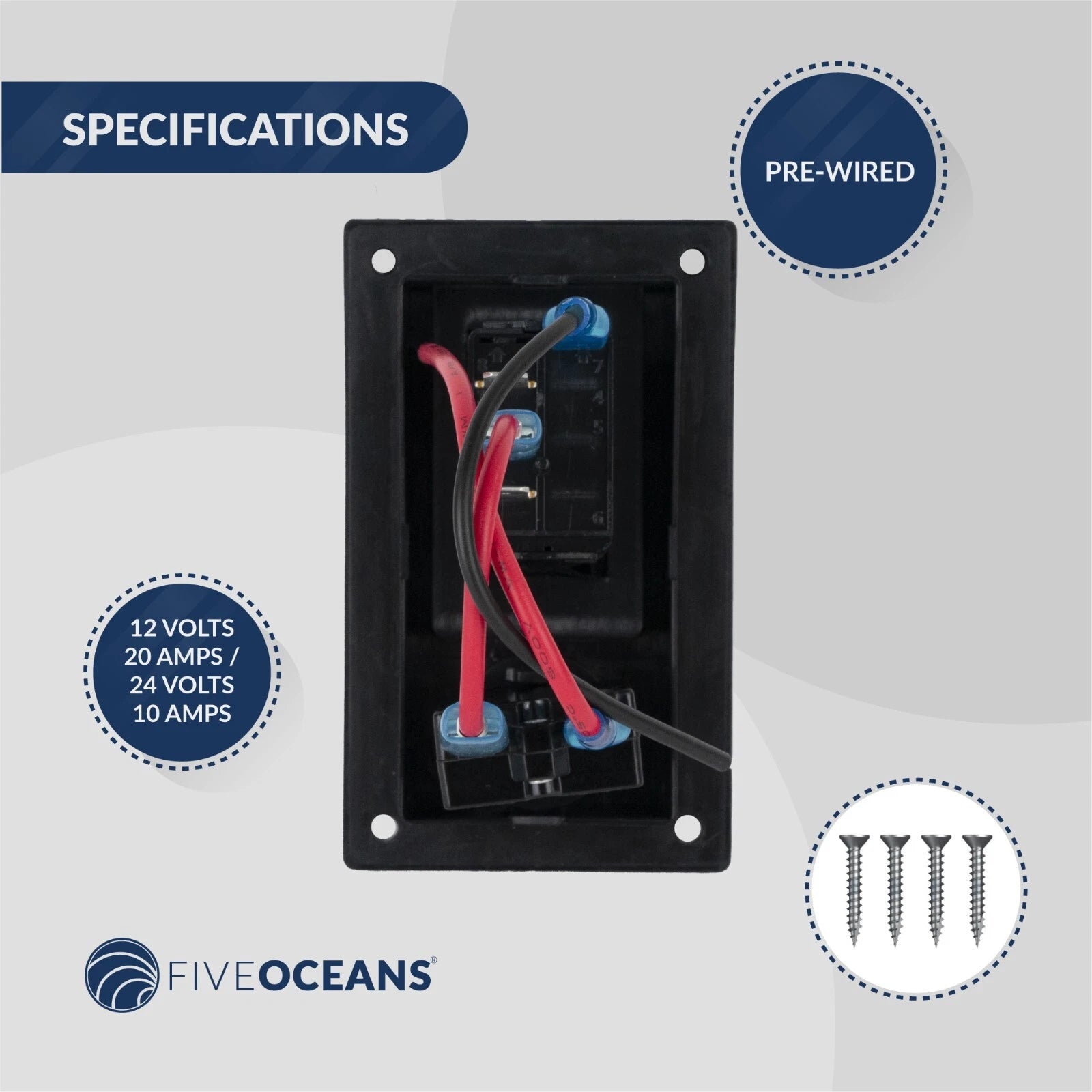 2X Bilge Pump Switch 3-Way Rocker for Five Oceans (12V)