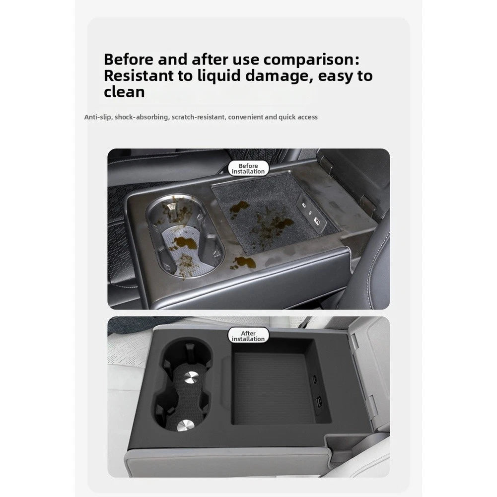 For 7X 2024 Second Row Storage Box with Non Slip Silicone Mat 35.5x22.5x7cm