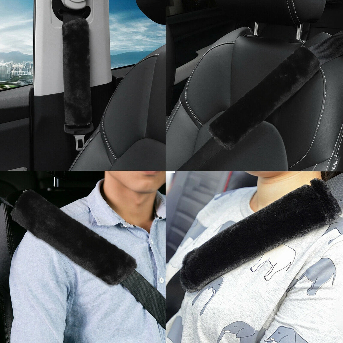 Plush Shoulder Strap Safety Belt Cover for Car Headrest Pads