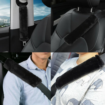Plush Shoulder Strap Safety Belt Cover for Car Headrest Pads