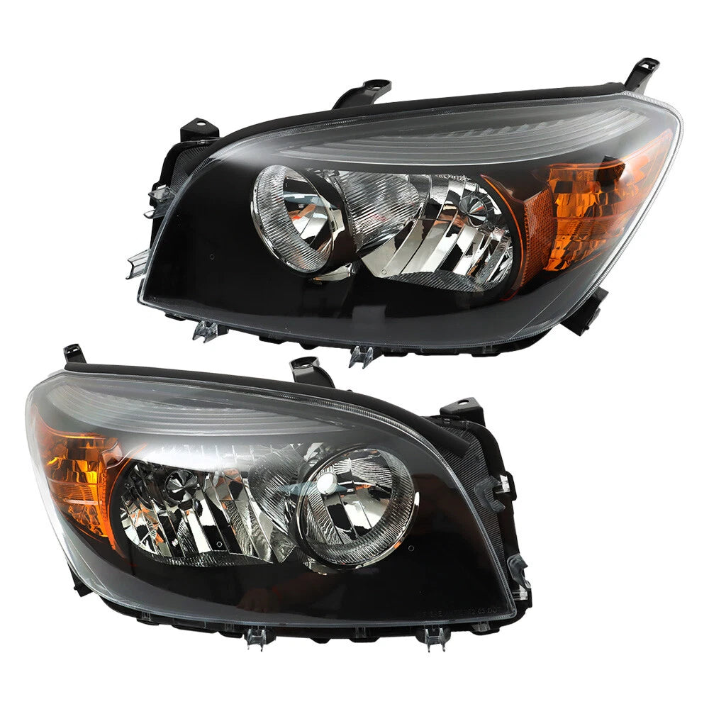 Headlight Assembly Set for Toyota RAV4 (2006–2008) Left+Right Black Halogen