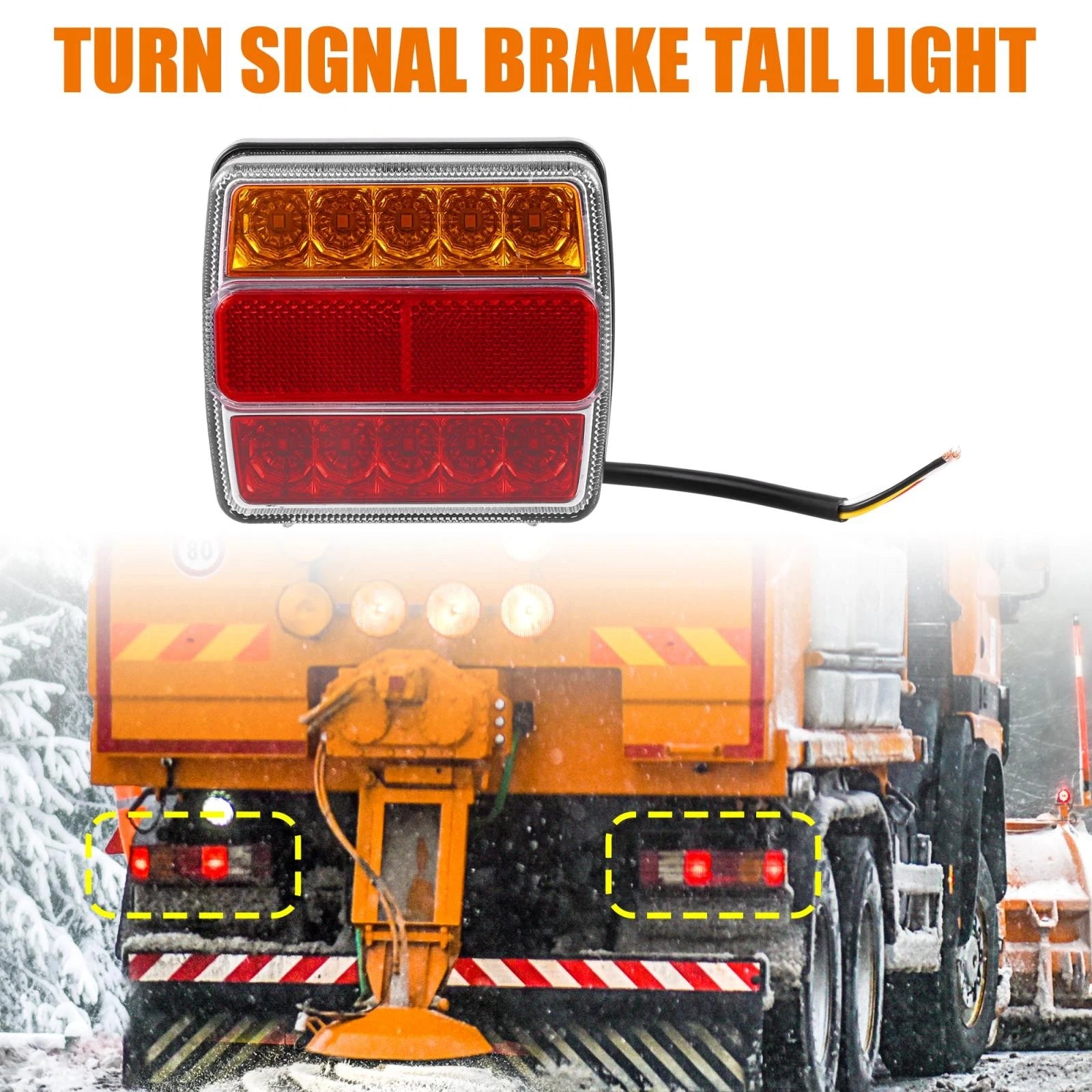 2Pc Turn Signal Brake Tail Light LED Red Yellow White for Car 12V-36V (—)