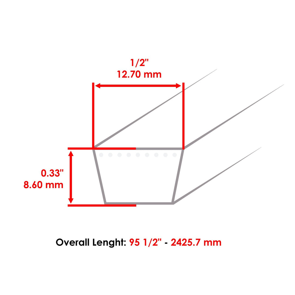 Power Train Belt 1/2 In Thick Replacement for Poulan PB14538LT (2013–2018)