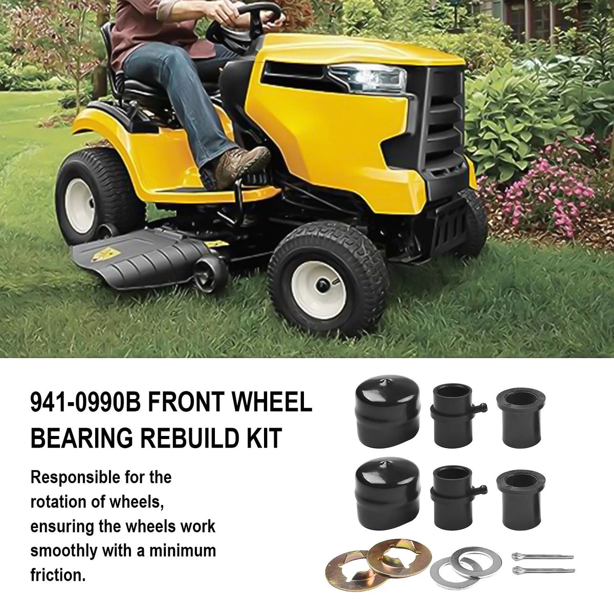 Front Wheel Bearing Rebuild Kit for Lawn Tractors (Multiple Models)