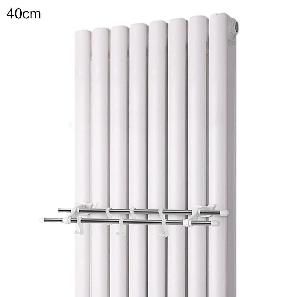 Double Pole Radiator Towel Rack with 6 Hooks for Easy Drying