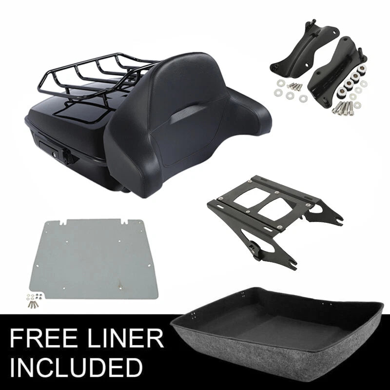 Black Chopped Trunk Pad Rack Mount for Harley Road Glide (2014–2026)