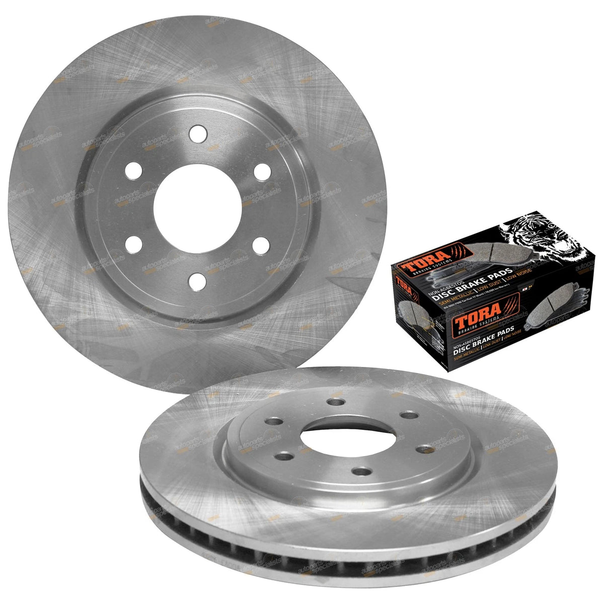 2 Front Disc Brake Rotors + Pads Set for Navara D40 (2005–2012) 16" Wheels