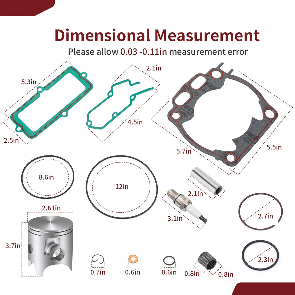 STD 66.4mm Piston w/ Rings Gasket Kit for Yamaha YZ250 (2005–2024) 1P8-11631-00-A0