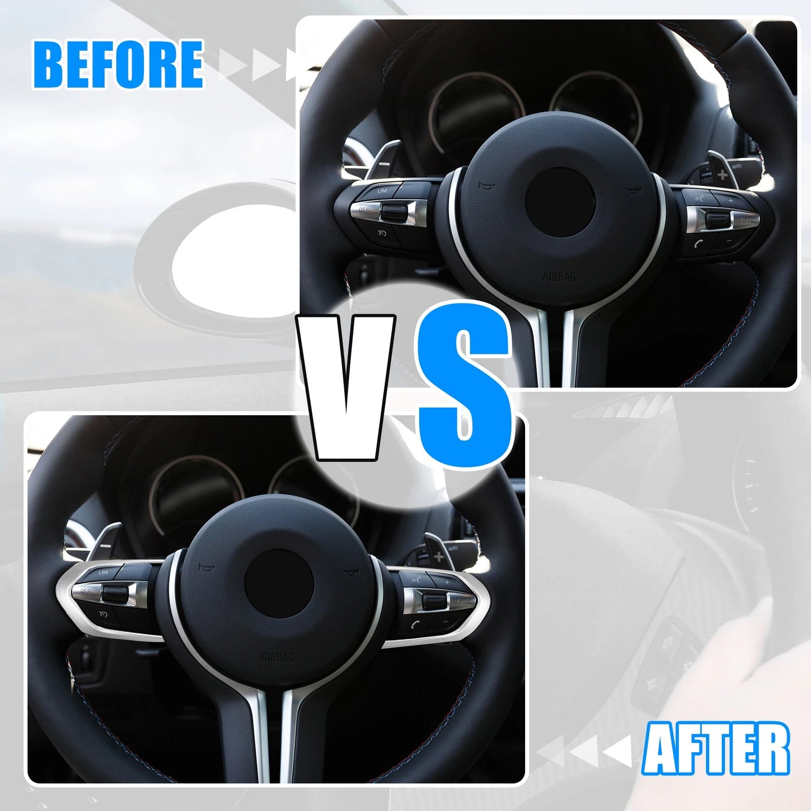 Steering Wheel Cover ABS Plastic Silver Tone for BMW M2 (2016–2020)