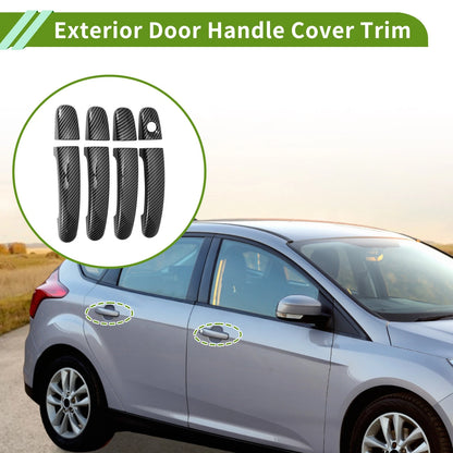 Exterior Door Handle Cover Trim for Ford Focus (2012–2018) Carbon Fiber Black ABS