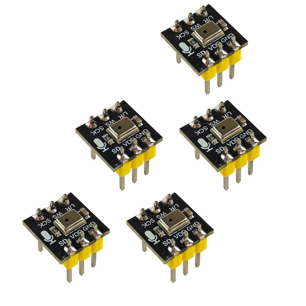 5-Pack INMP441 24-Bit I2S Omnidirectional Microphone Module Black PCB