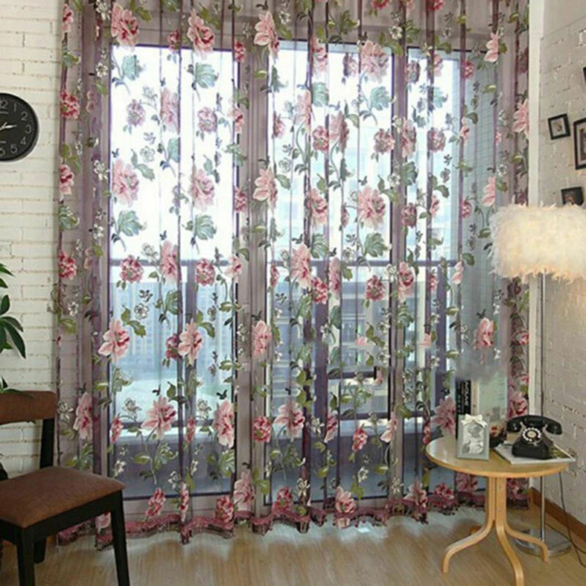 Curtain Panel Voile Drape Valance for Home Decoration (1x2.5m)